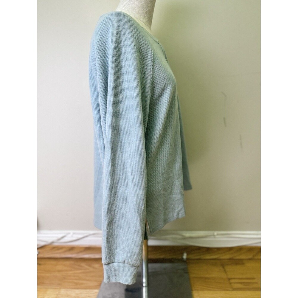 Victoria’s Secret Women’s Waffle Knit Long Sleeve Henley Shirt Mint Green Size S - Picture 4 of 13